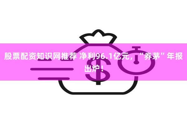 股票配资知识网推荐 净利96.1亿元，“券茅”年报出炉！