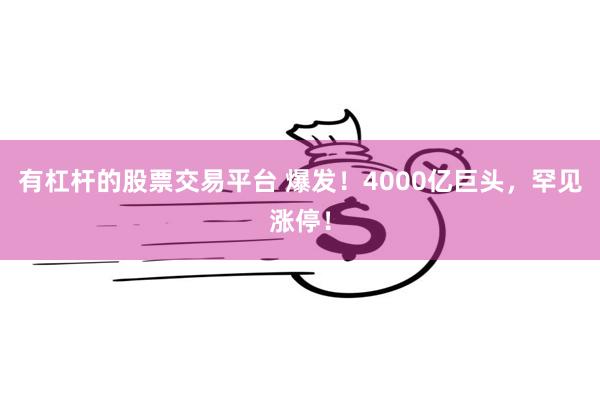 有杠杆的股票交易平台 爆发！4000亿巨头，罕见涨停！